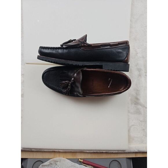 Allen edmunds Shoes Mens 8D Nashua tasssel loafer black/brown Slip On Preppy - Picture 8 of 11
